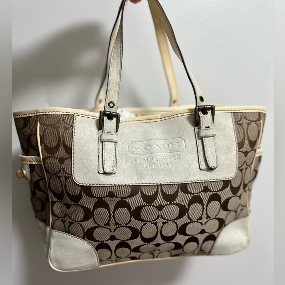 Coach Brown and Cream Tote Bag